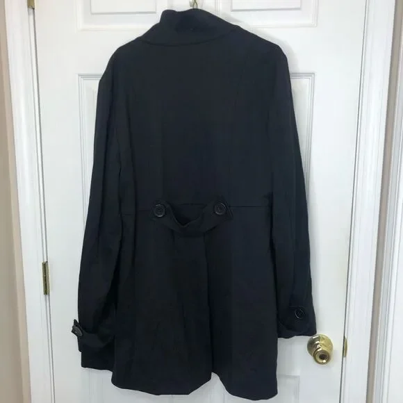 INC International Concepts black trench button front coat, size XL - Picture 8 of 16